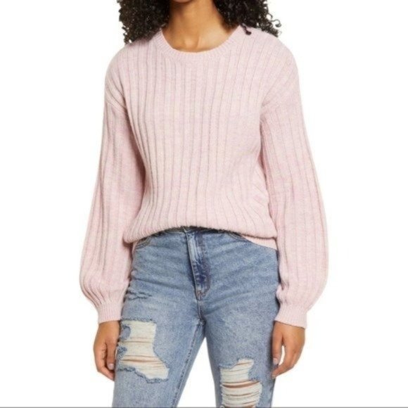 BLANK NYC Heather Ribbed Crewneck Sweater - Lilac Mist - NWT - Picture 1 of 5